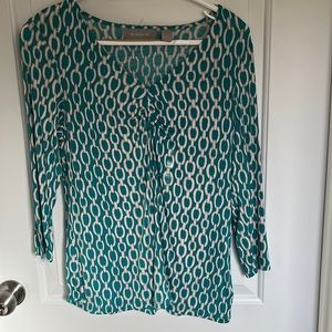 Liz claiborne v neck soft, washable, teal blue